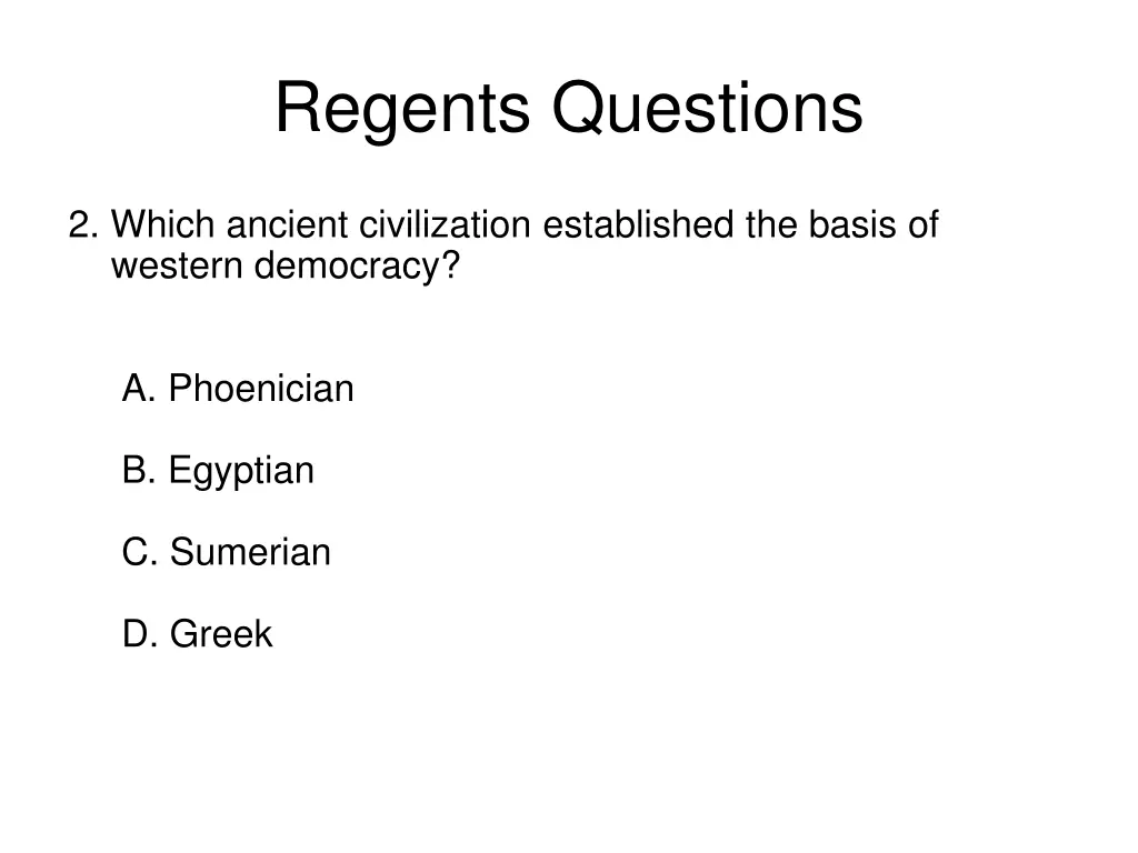 regents questions 1