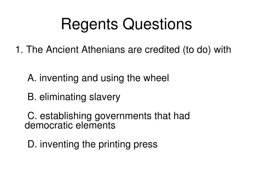regents questions
