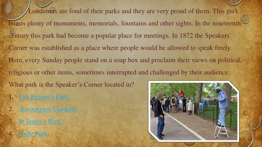 londoners are fond of their parks and they