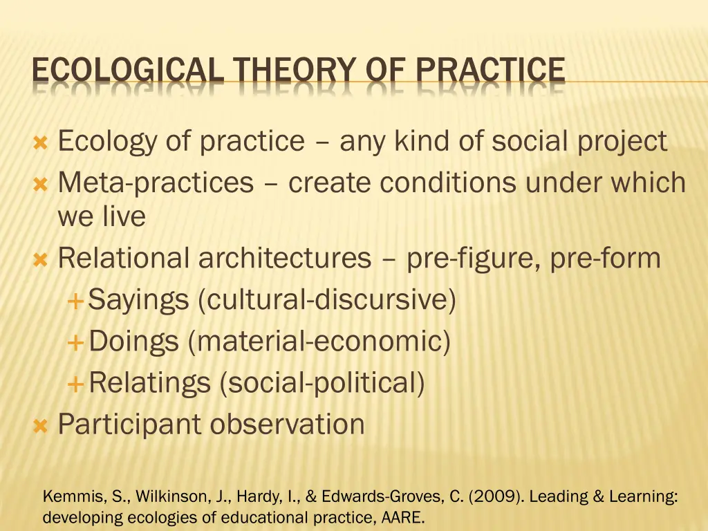 ecological theory of practice