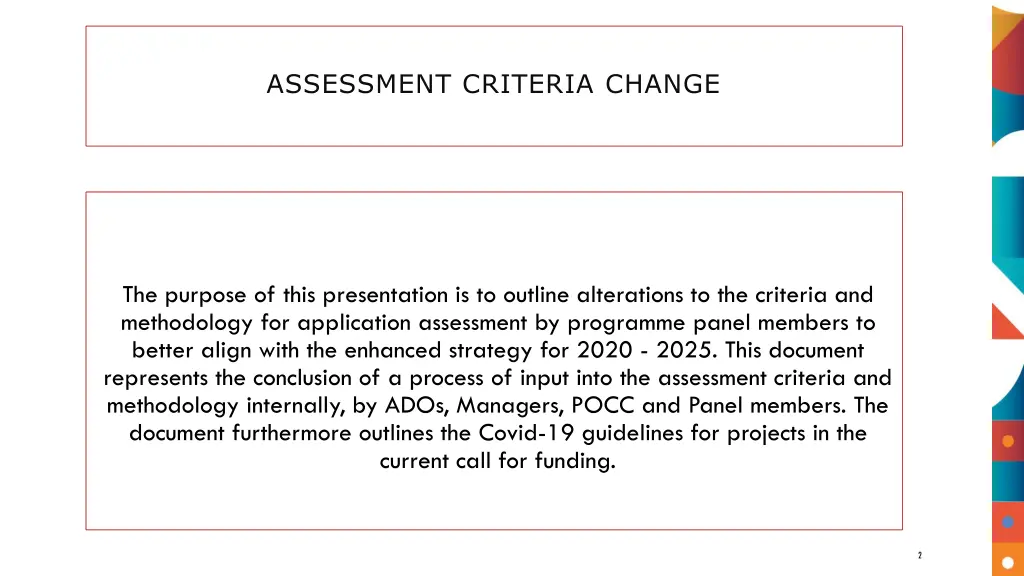 assessment criteria change