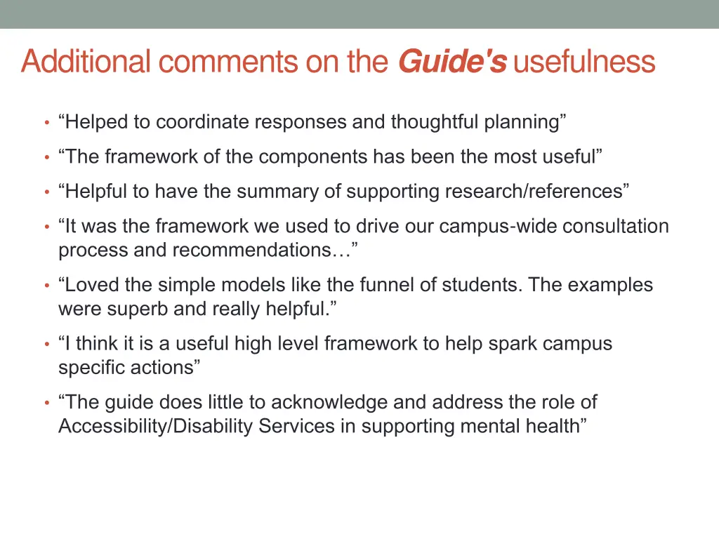additional commentson the guide s usefulness