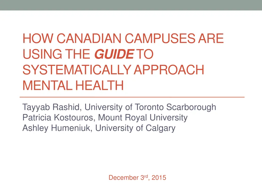 how canadian campuses are using the guide