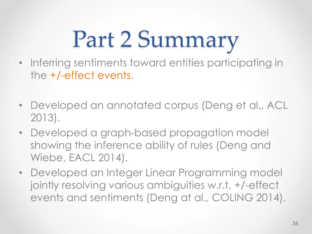 part 2 summary inferring sentiments toward