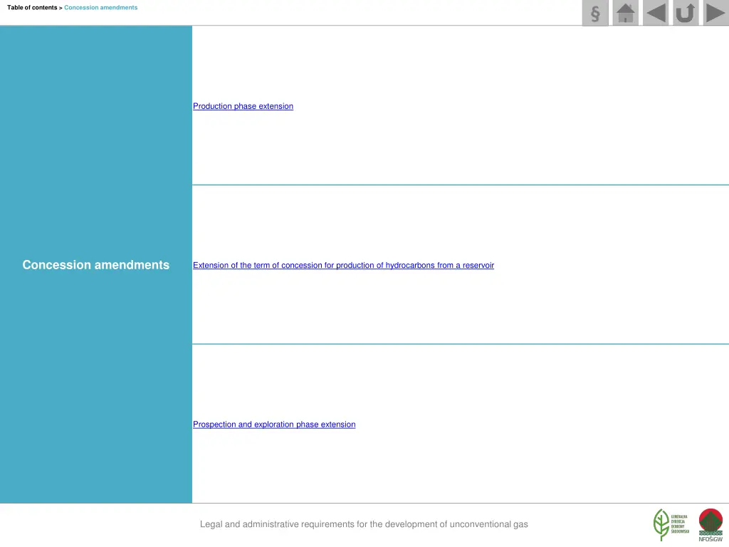 table of contents concession amendments