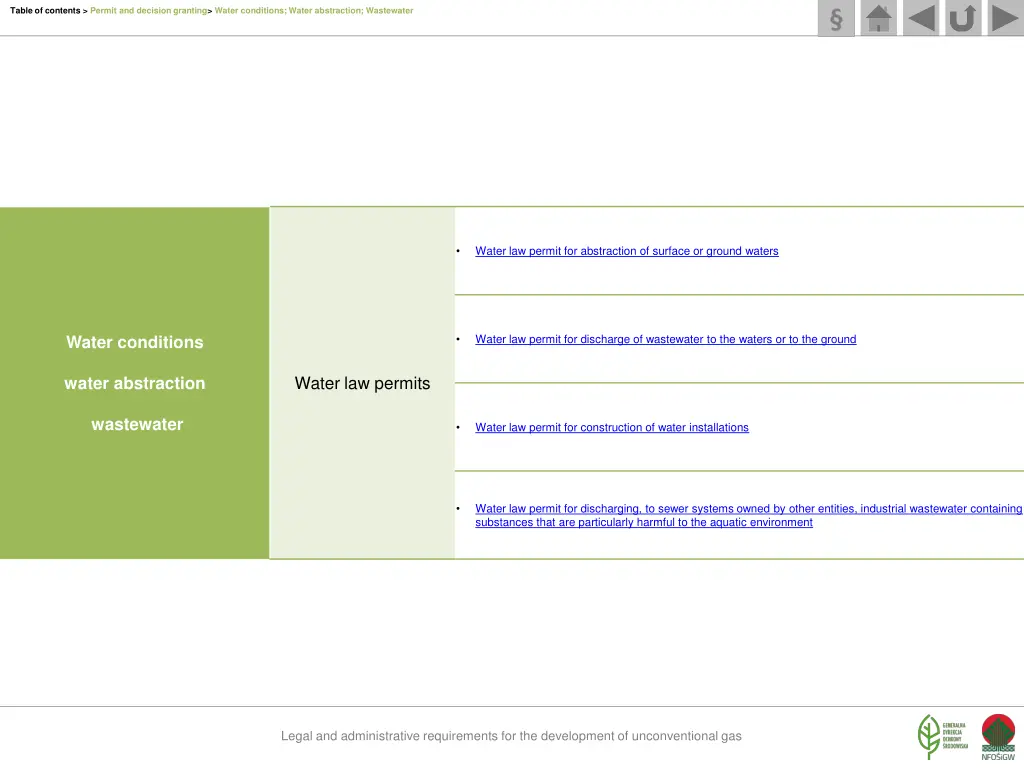 table of contents permit and decision granting 12