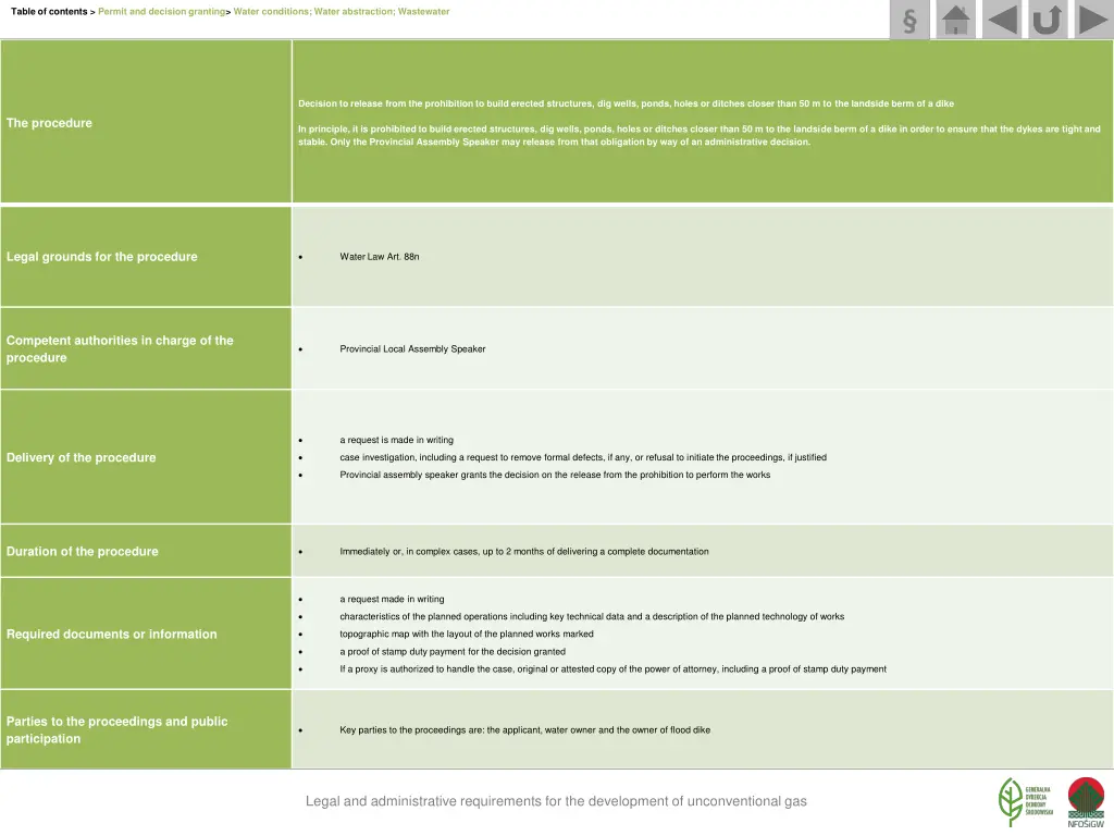 table of contents permit and decision granting 18