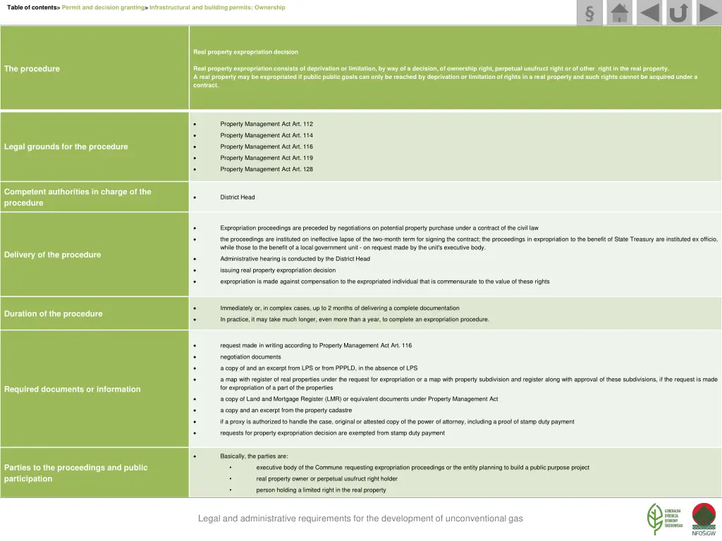 table of contents permit and decision granting 26