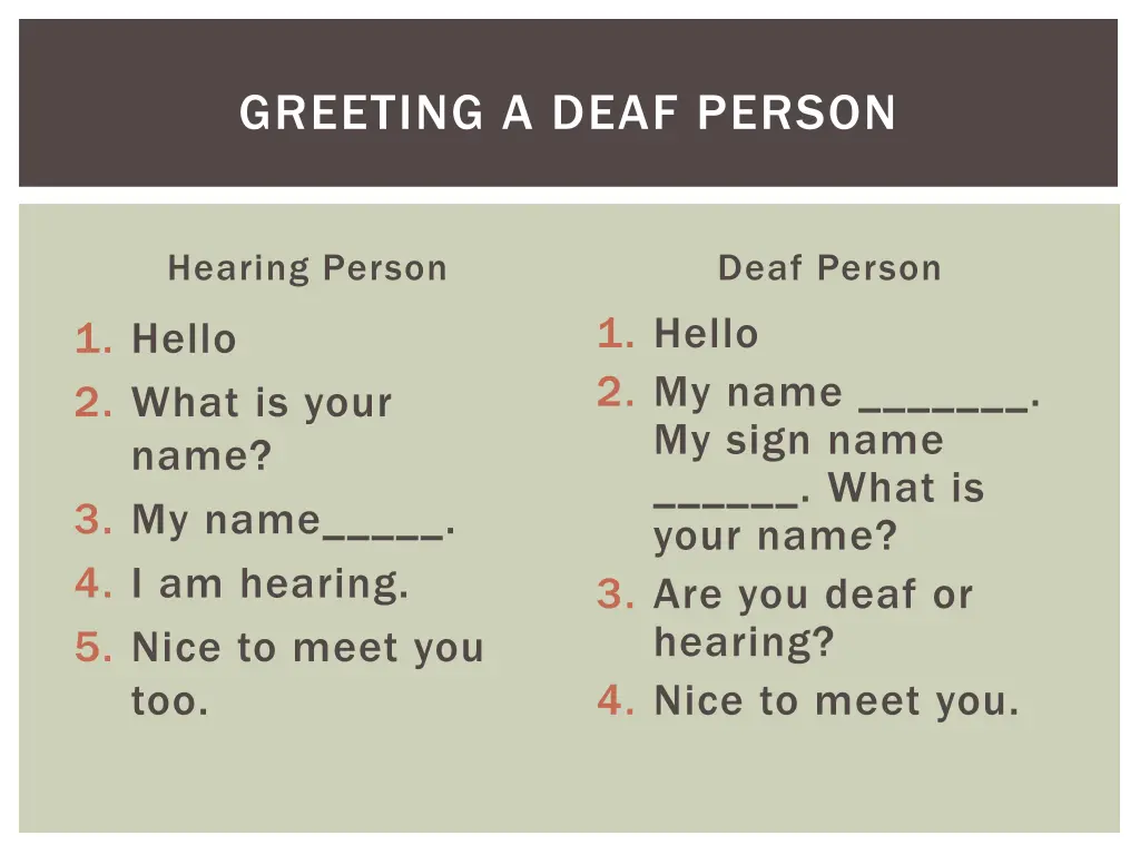 greeting a deaf person
