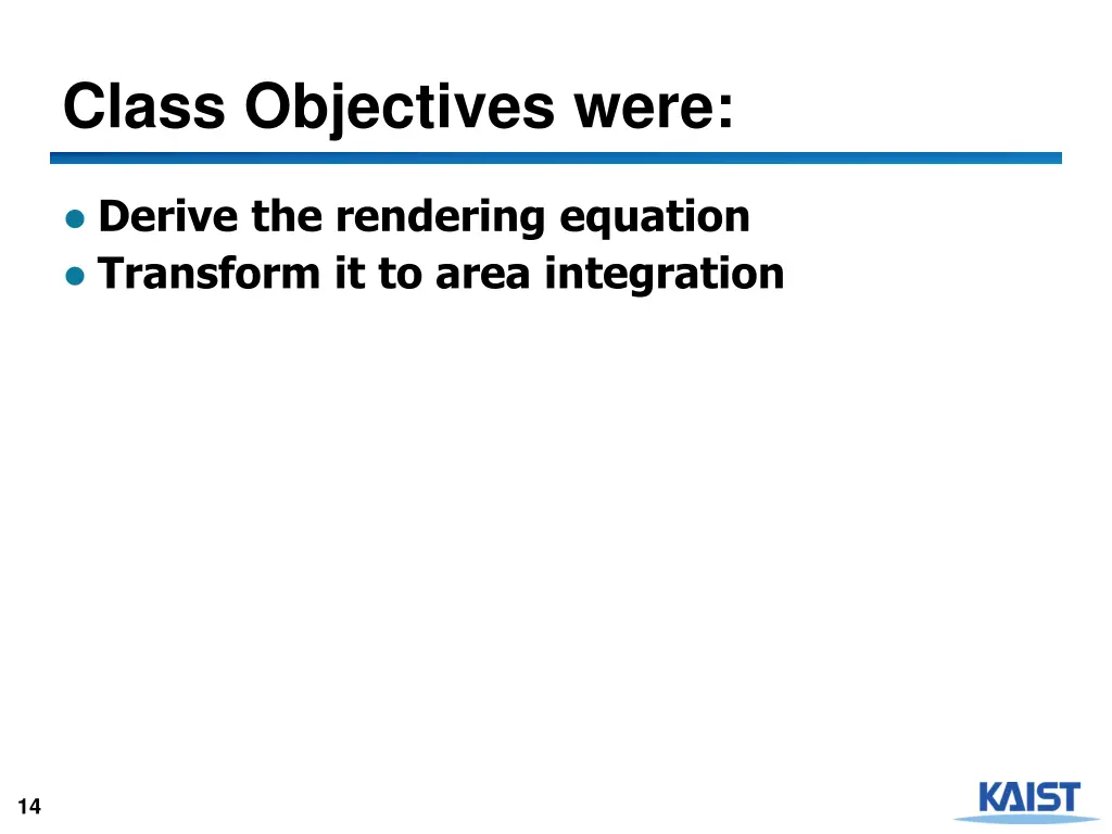 class objectives were