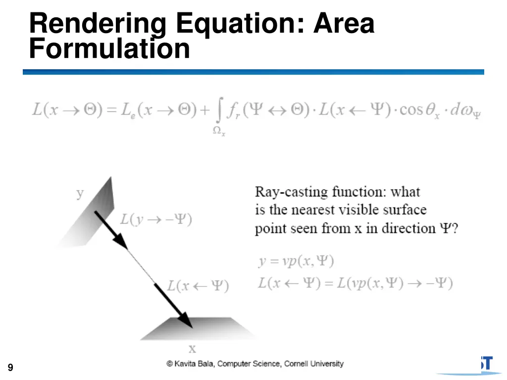 rendering equation area formulation