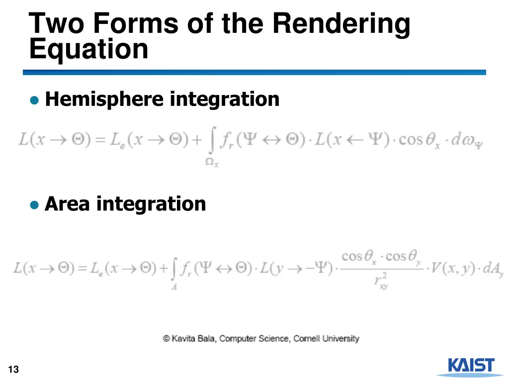 two forms of the rendering equation