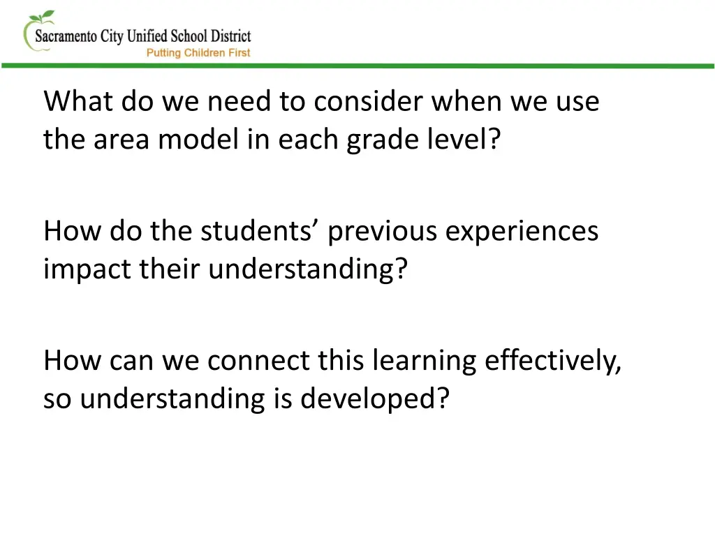 what do we need to consider when we use the area