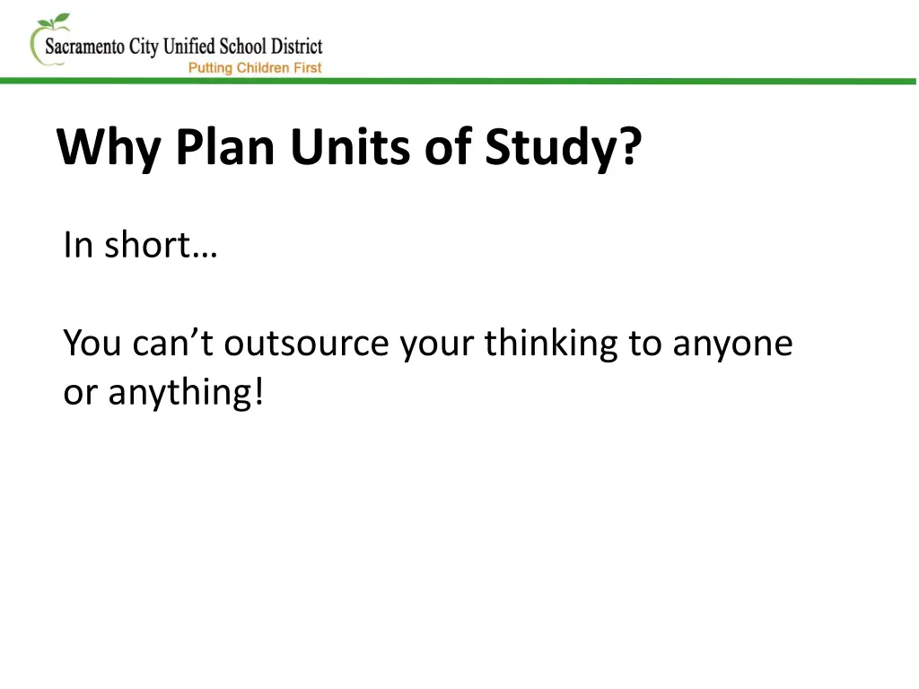 why plan units of study 1