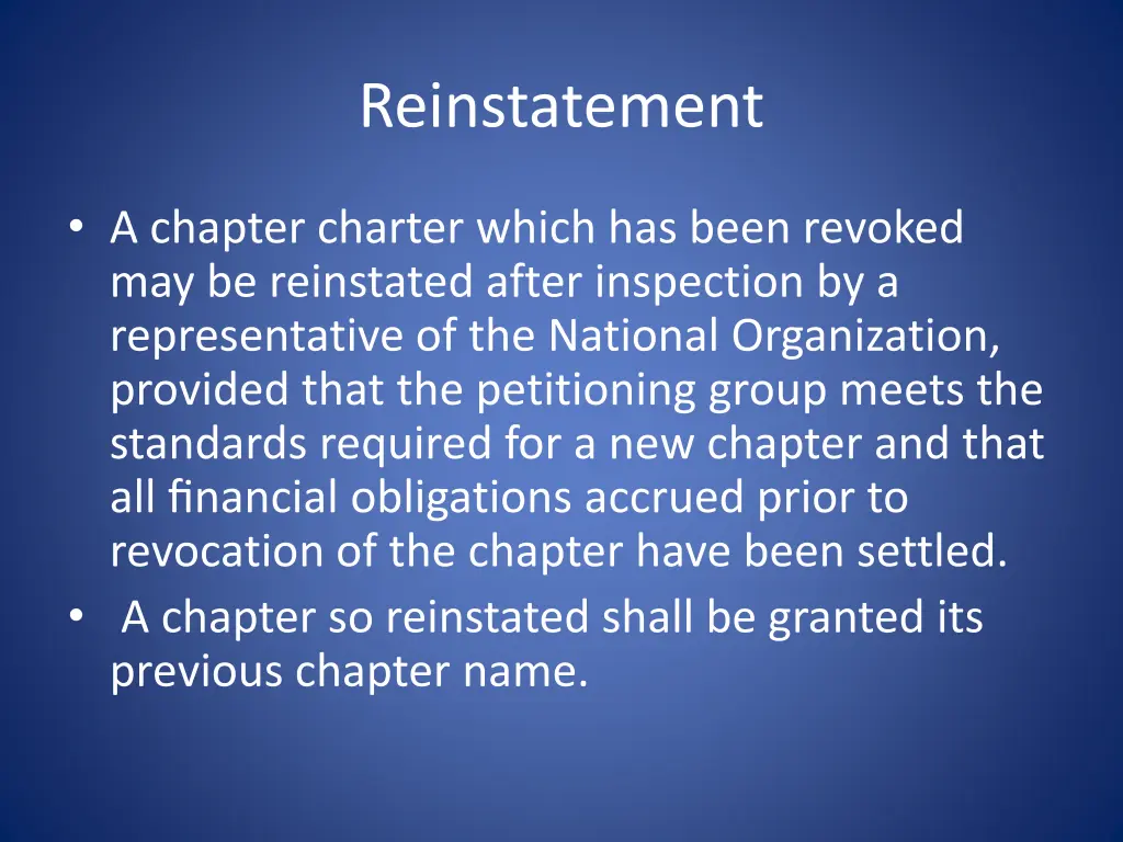reinstatement