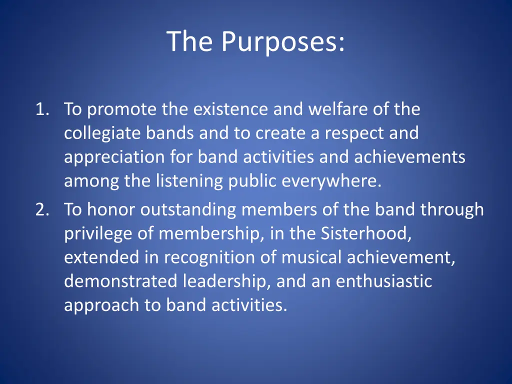 the purposes