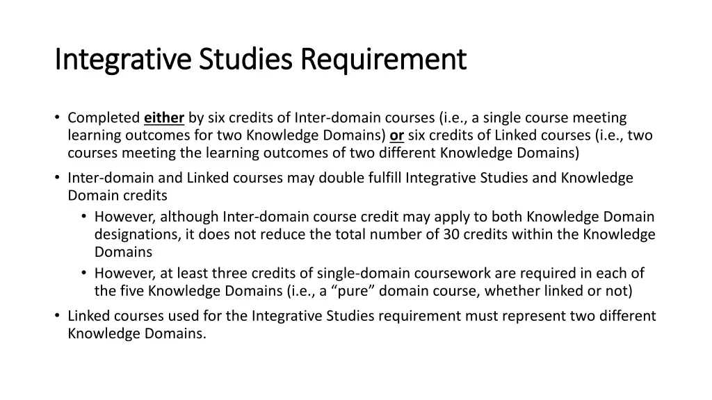 integrative studies requirement integrative