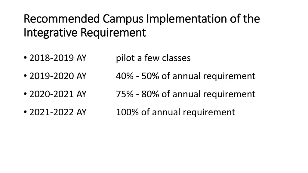 recommended campus implementation