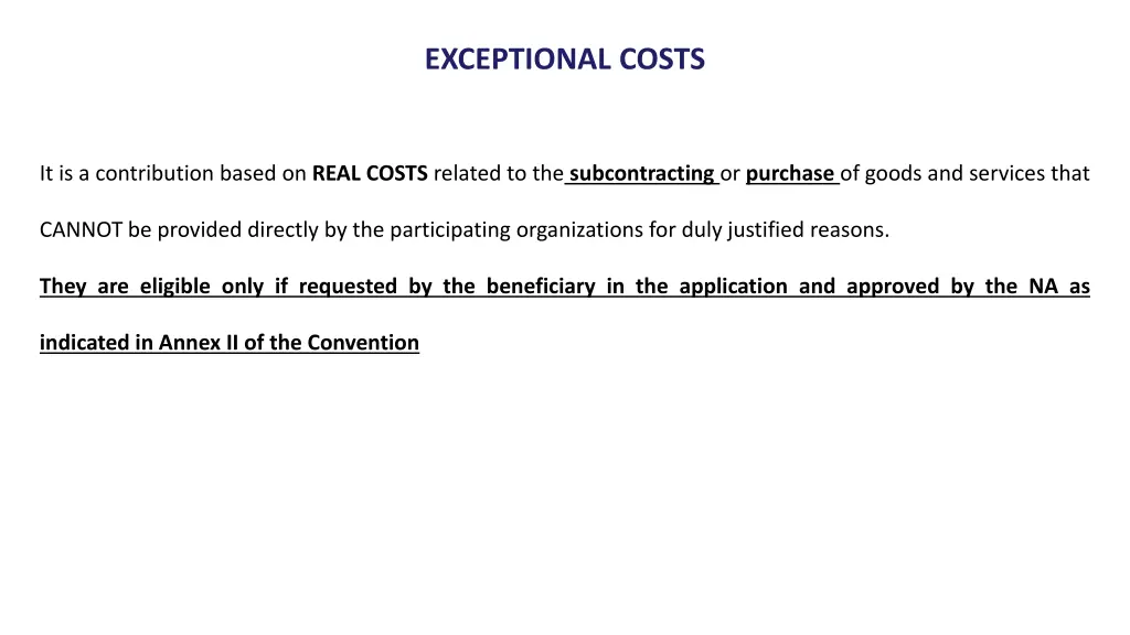 exceptional costs