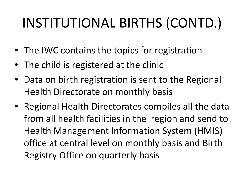 institutional births contd