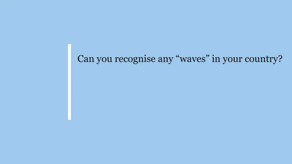 can you recognise any waves in your country