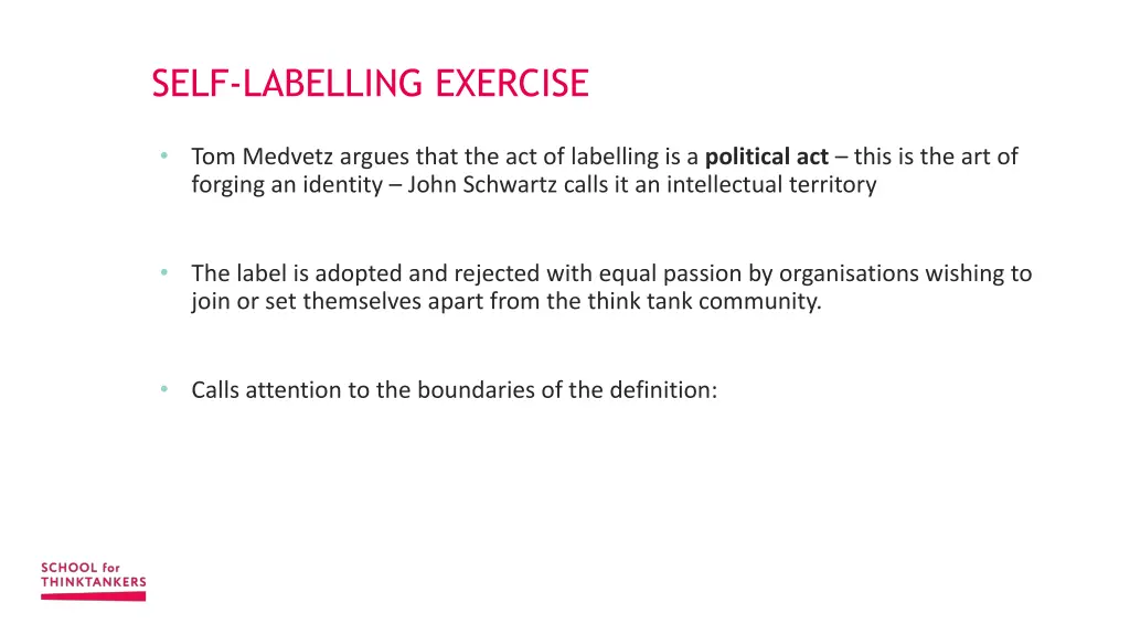self labelling exercise