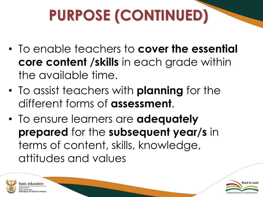 purpose continued