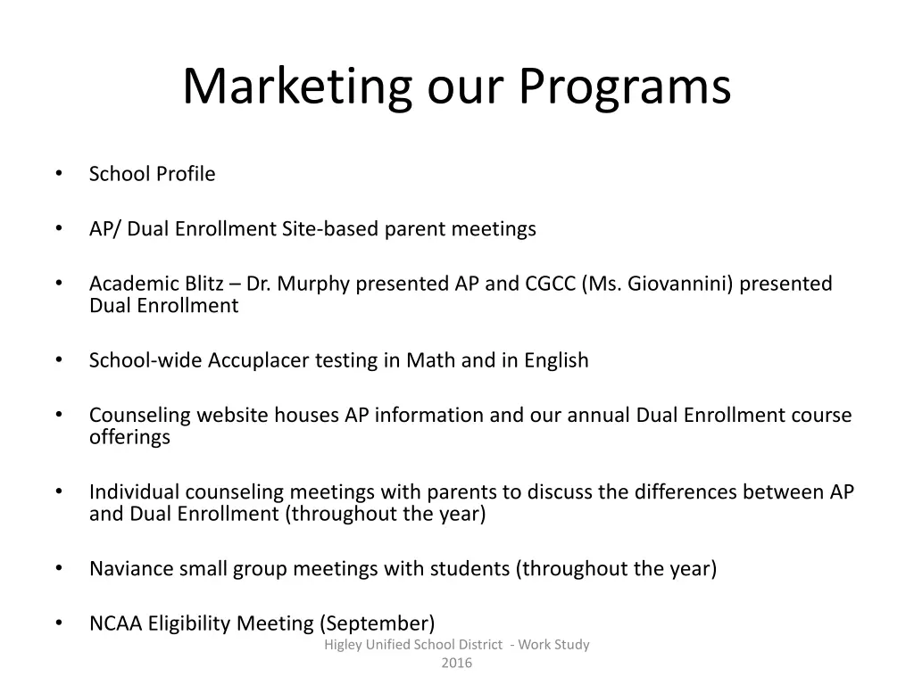 marketing our programs 1