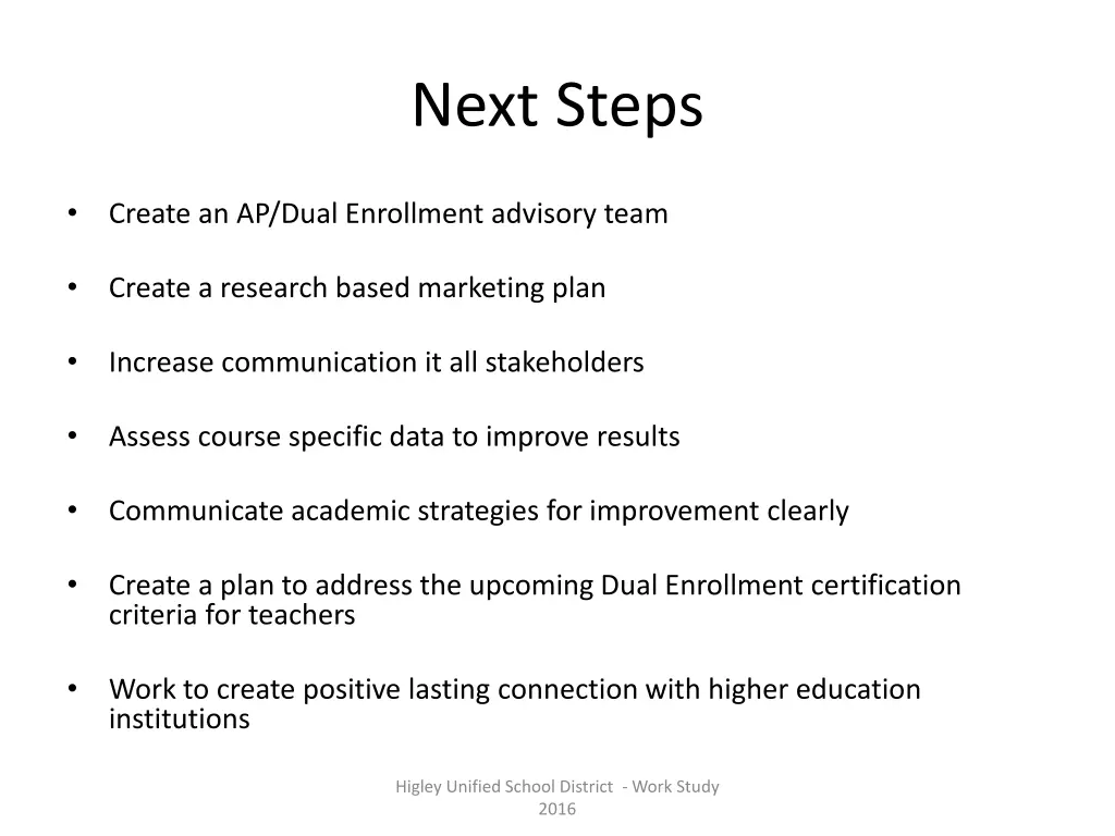 next steps