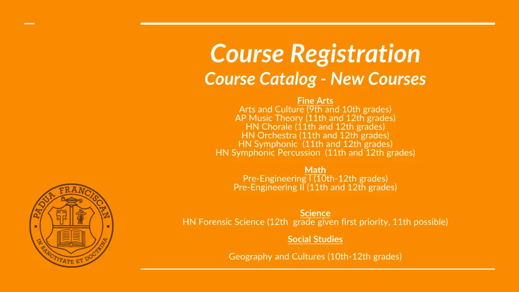course registration course catalog new courses