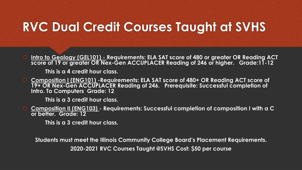 rvc dual credit courses taught at svhs 2