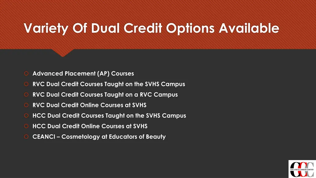 variety of dual credit options available