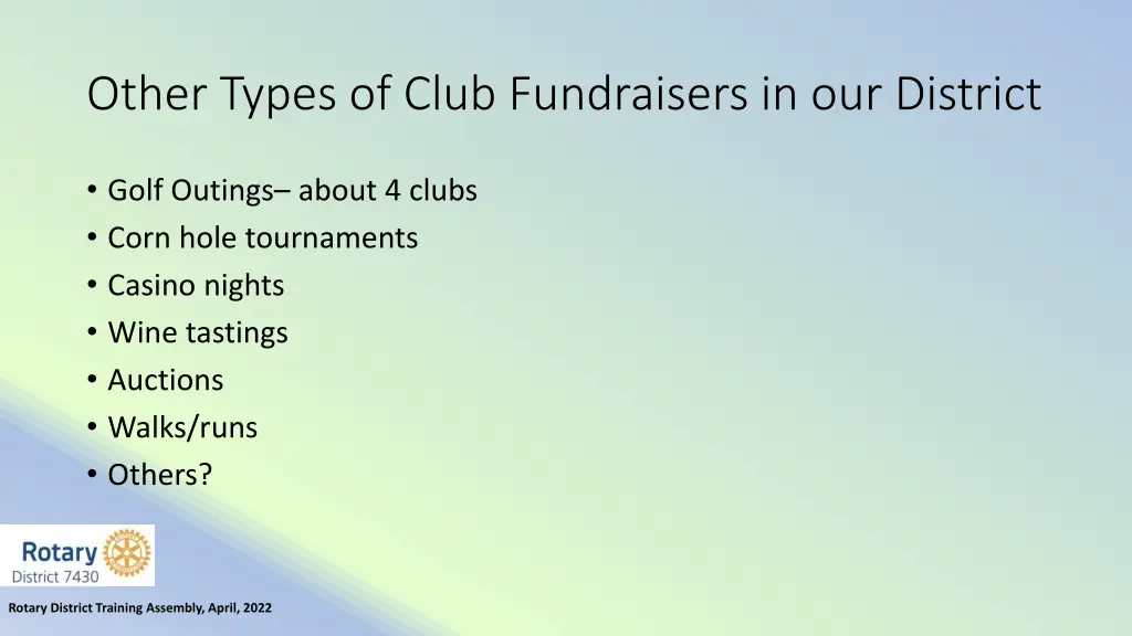 other types of club fundraisers in our district