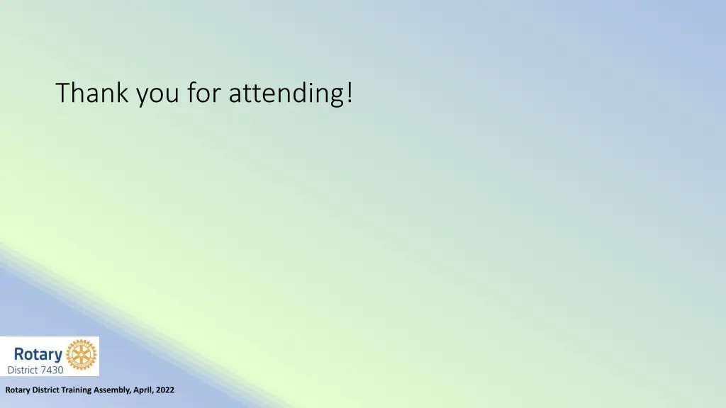 thank you for attending