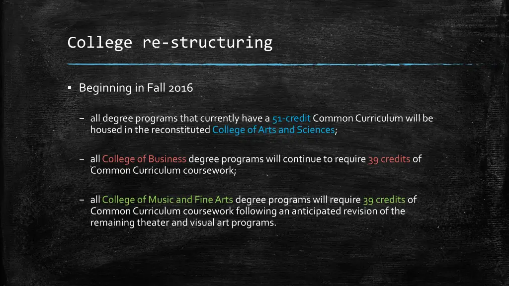 college re structuring