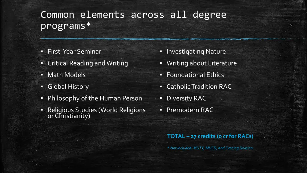 common elements across all degree programs