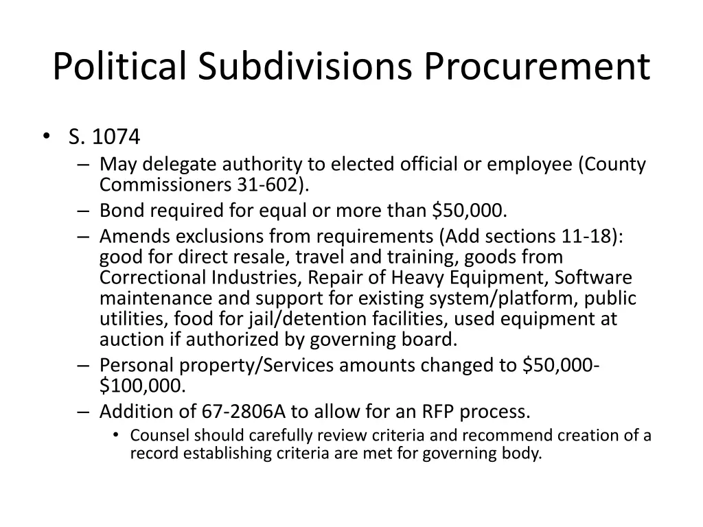 political subdivisions procurement
