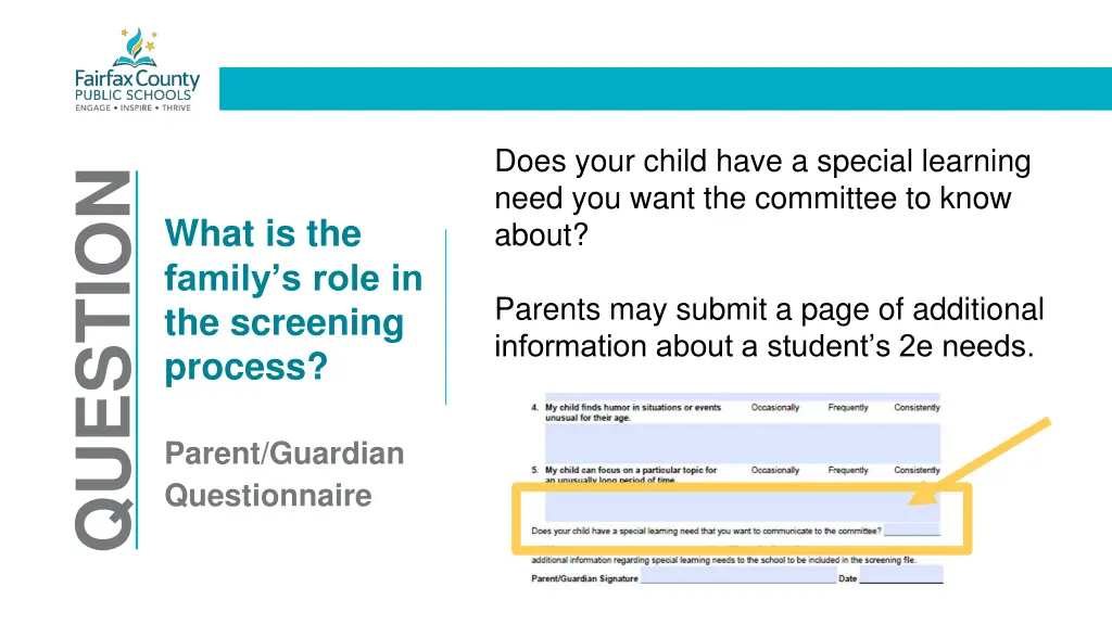 does your child have a special learning need