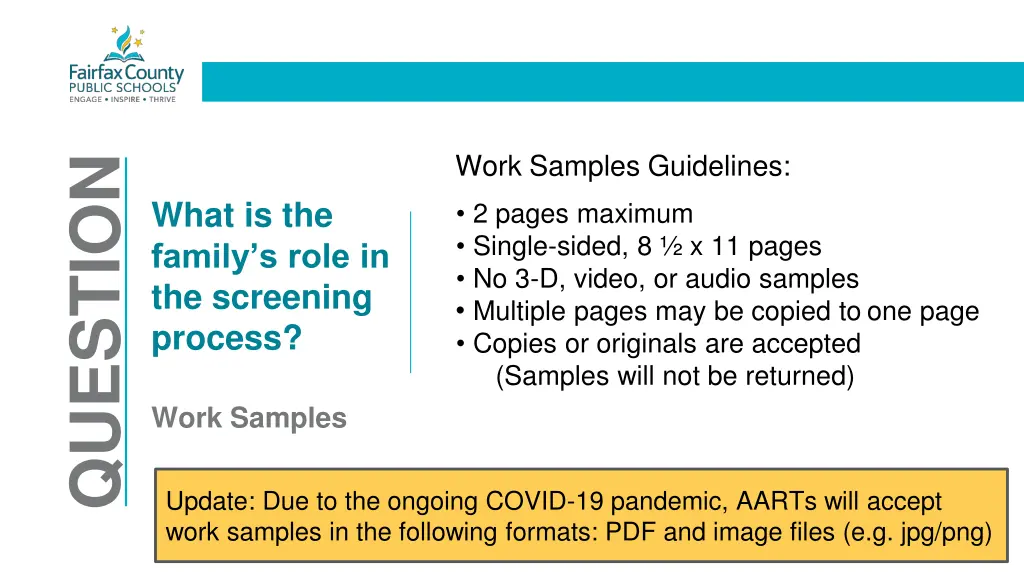 work samples guidelines