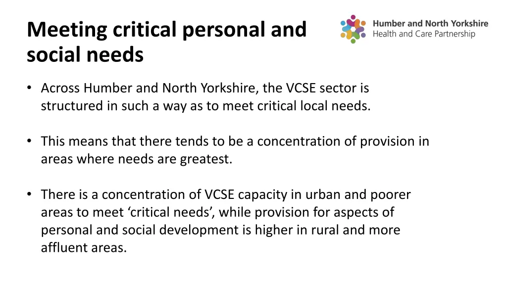 meeting critical personal and social needs