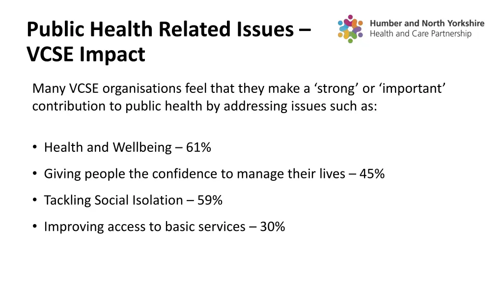 public health related issues vcse impact