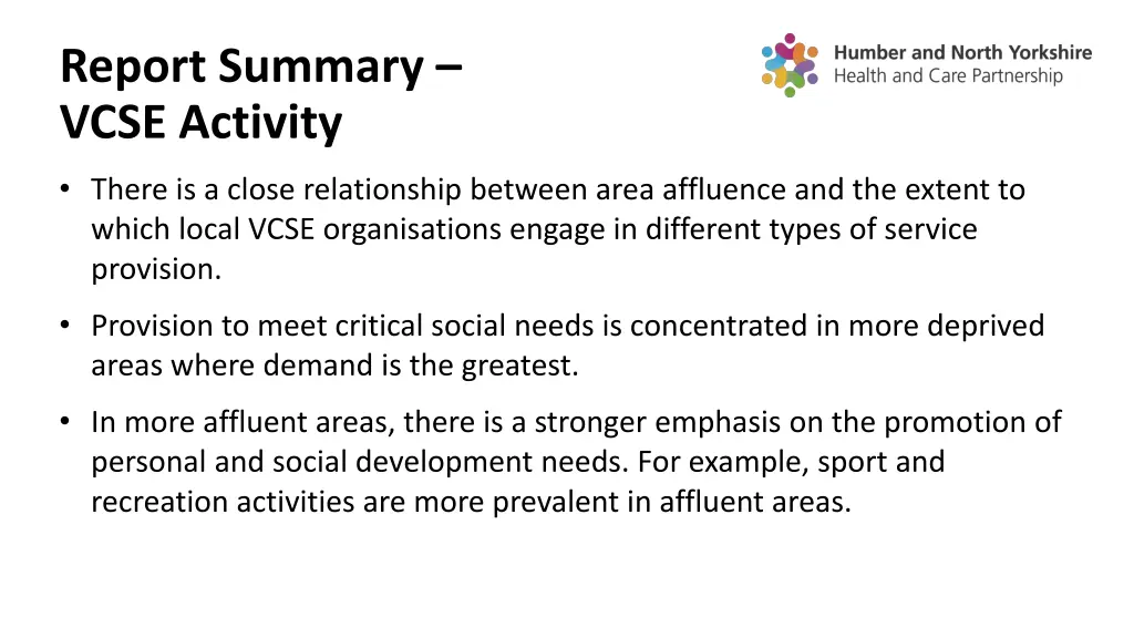 report summary vcse activity
