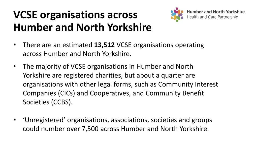 vcse organisations across humber and north