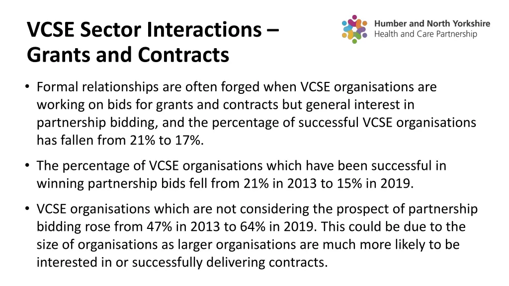 vcse sector interactions grants and contracts