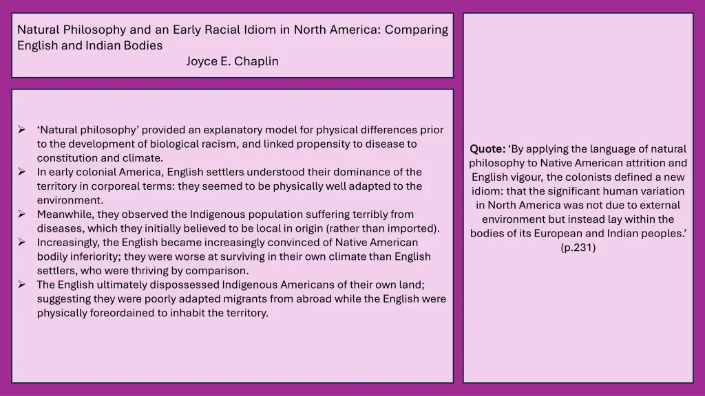natural philosophy and an early racial idiom