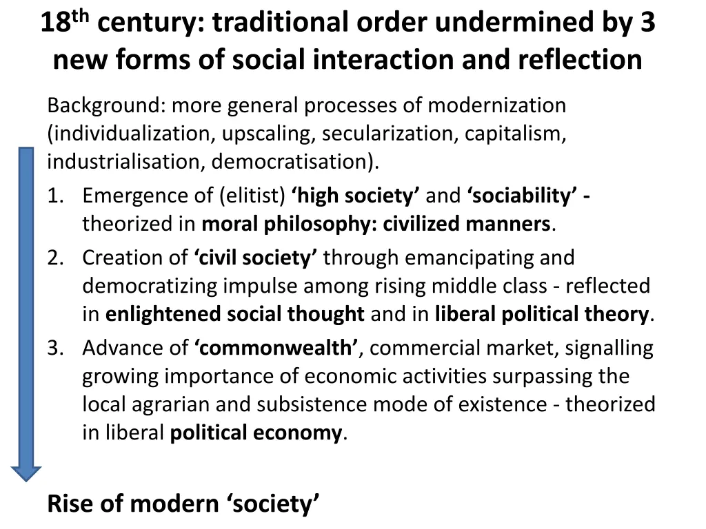 18 th century traditional order undermined