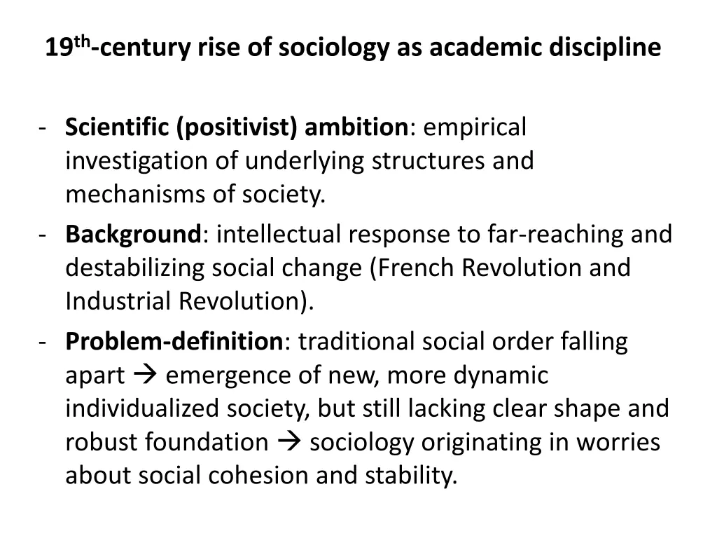 19 th century rise of sociology as academic