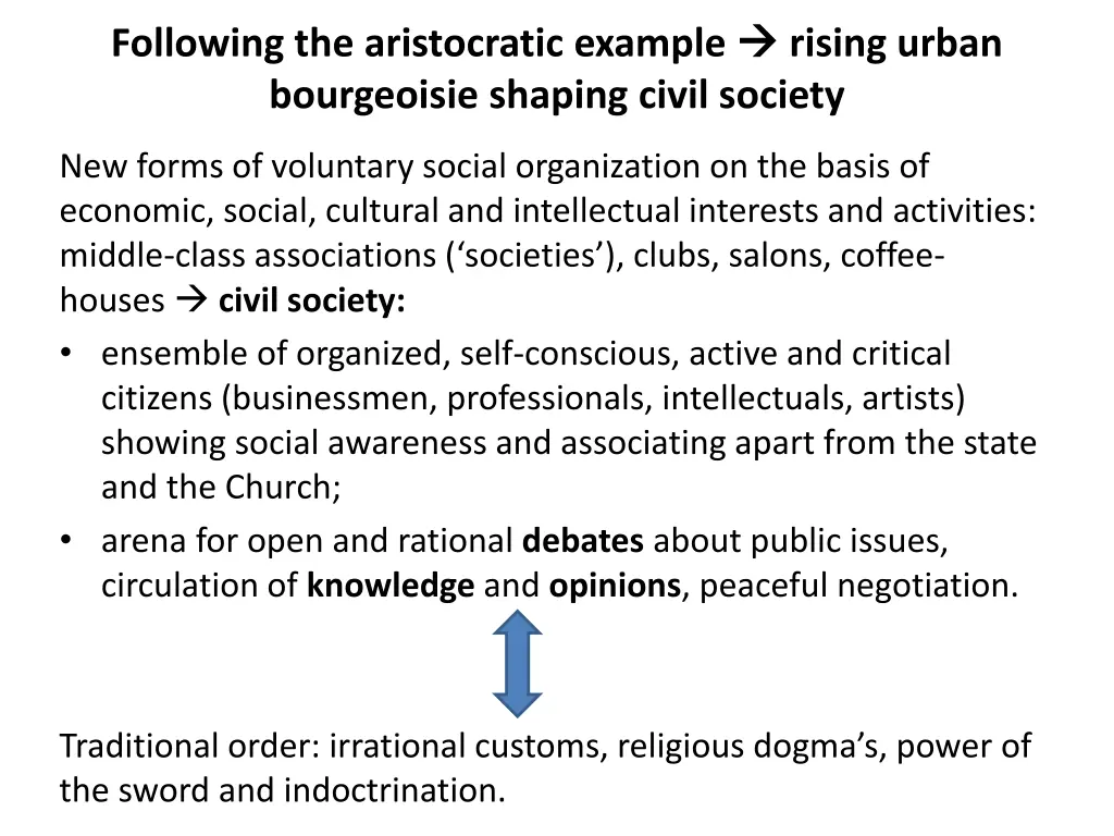 following the aristocratic example bourgeoisie