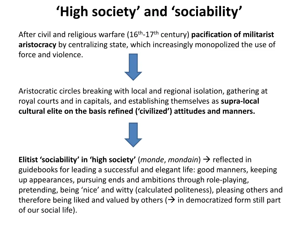 high society and sociability
