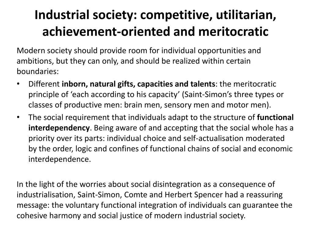 industrial society competitive utilitarian